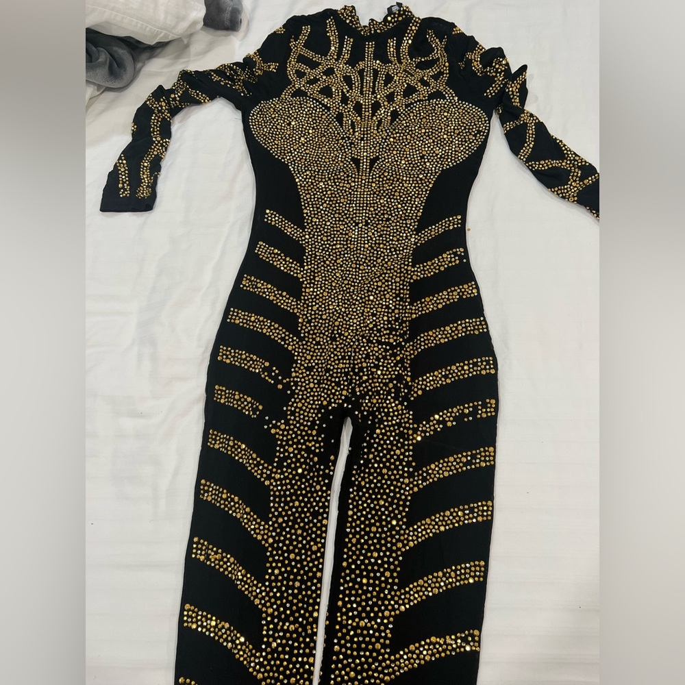 Fashion Nova Black Dress with Gold Accents